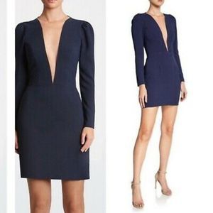 Dress the Population illusion mesh v neckline Midi Dress